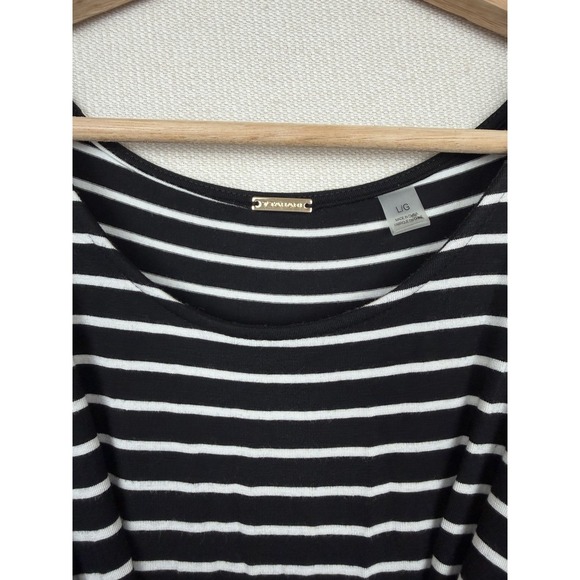 T Tahari Black &White Striped Womens Tie-Knot Front Maxi Dress L Stretch Resort - Picture 8 of 10